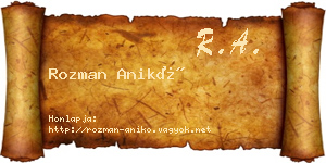 Rozman Anikó névjegykártya